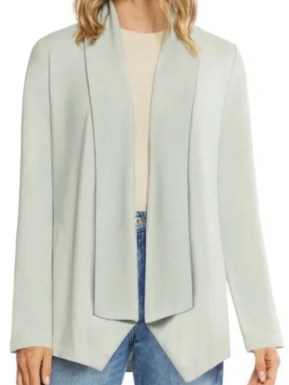 Open-Front Draped Cardigan in Light Sage - Women